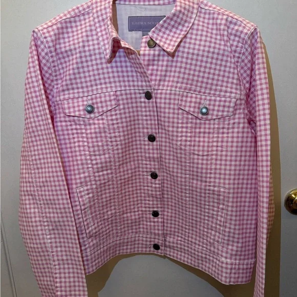 LAURA SCOTT Pink Gingham Women's Jacket - Picture 5 of 10